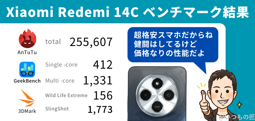 Xiaomi Redmi 14C Antutu ベンチマーク ベンチマーク結果